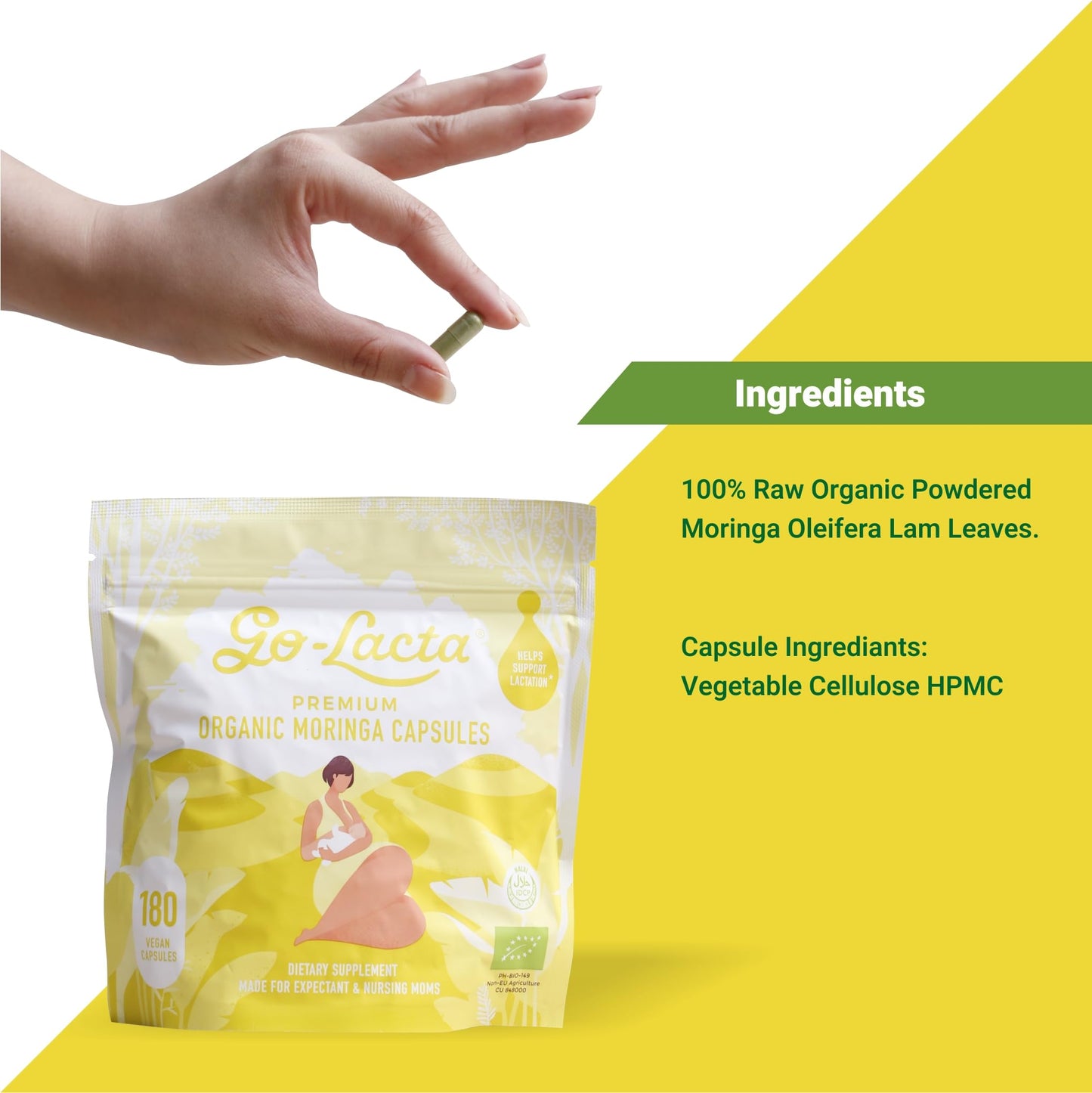Go-Lacta Moringa Capsules for Breastfeeding, 180 Capsules