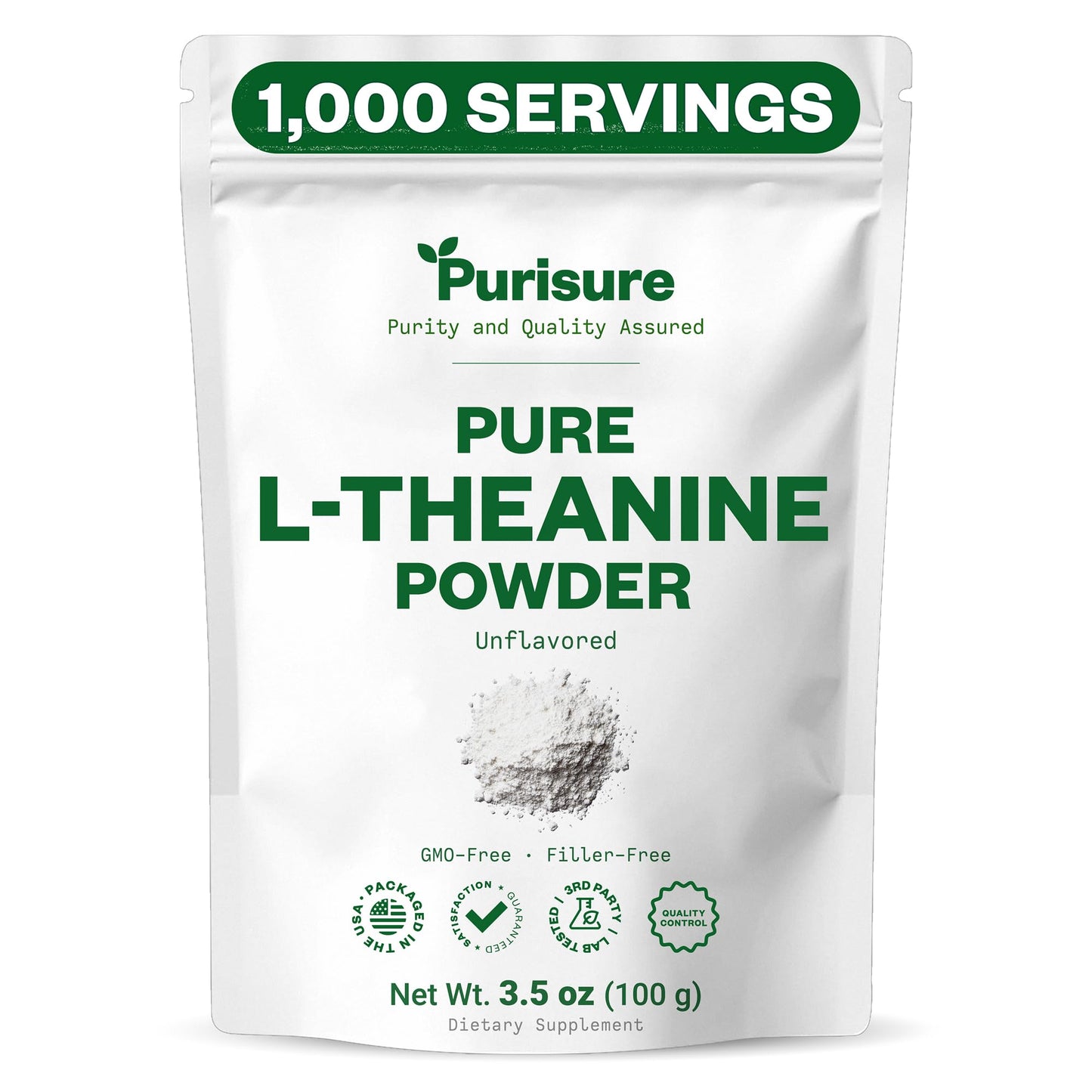 Purusure L-Theanine Powder, 3.53 oz