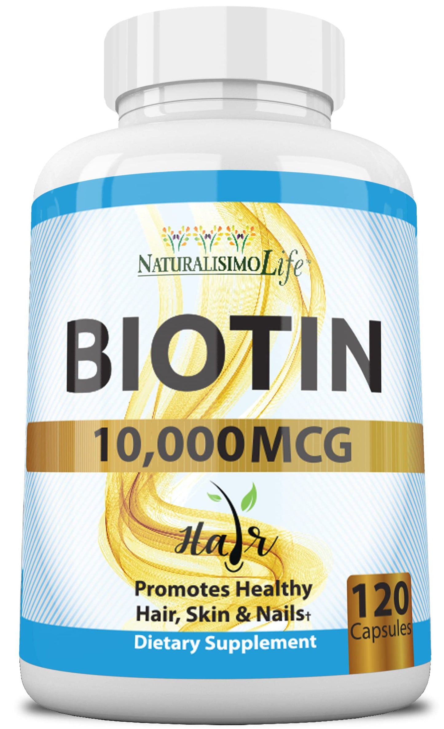 Decatela Biotin 10,000 mcg High Potency - Natural Hair, Skin, Nail & Metabolism Capsules, 120 Count