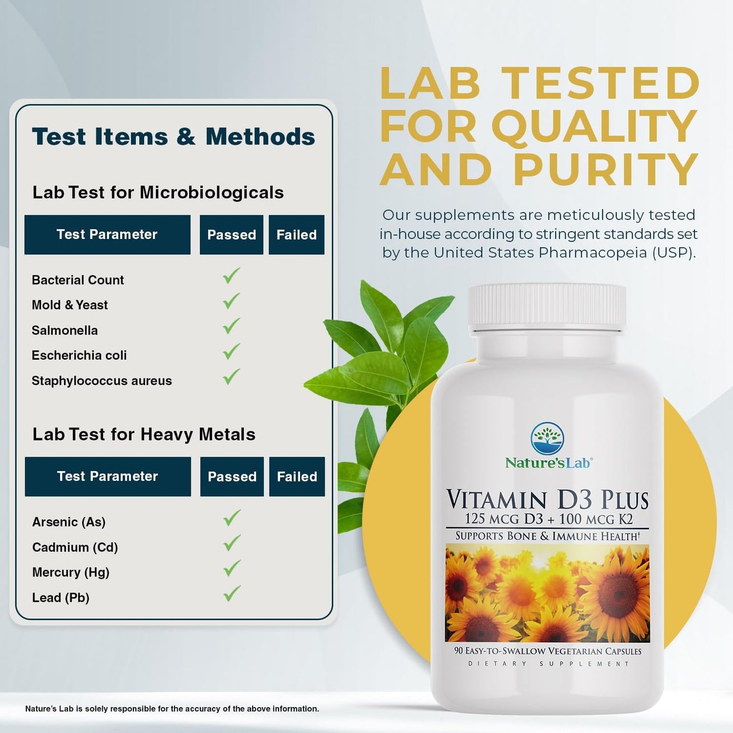 Nature's Lab Vitamin D3 Plus with K2 (MK7) Capsules 90