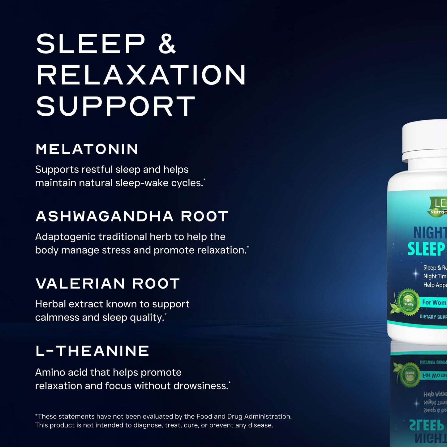 LEAN Nutraceuticals Weight Loss Pill Night Time Sleep Shred Fast Fat Burner, Appetite Suppressant Aid Carb Blocker Metabolism Booster Support Supplement for Women Men with Melatonin White Kidney Bean Ashwagandha, 60 Capsules
