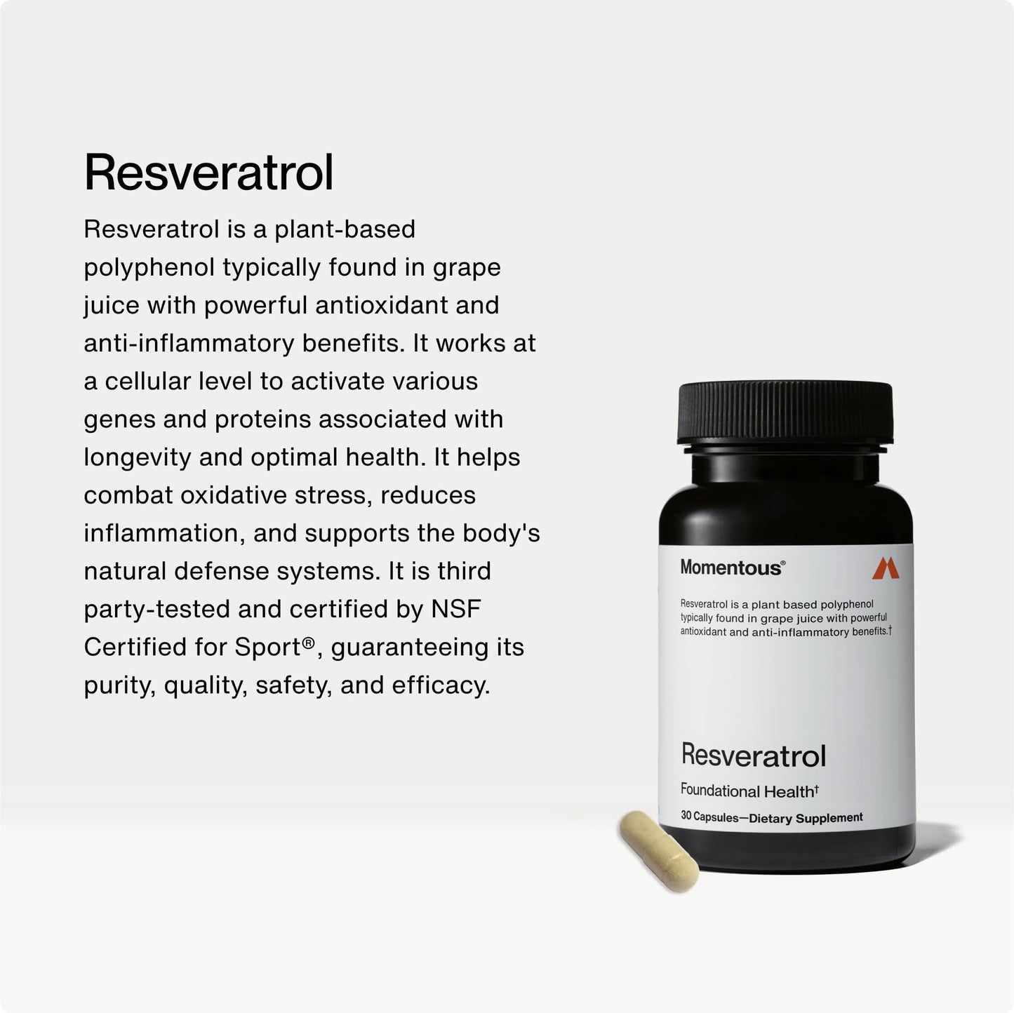 Momentous Resveratrol Supplement Capsule 30 Count