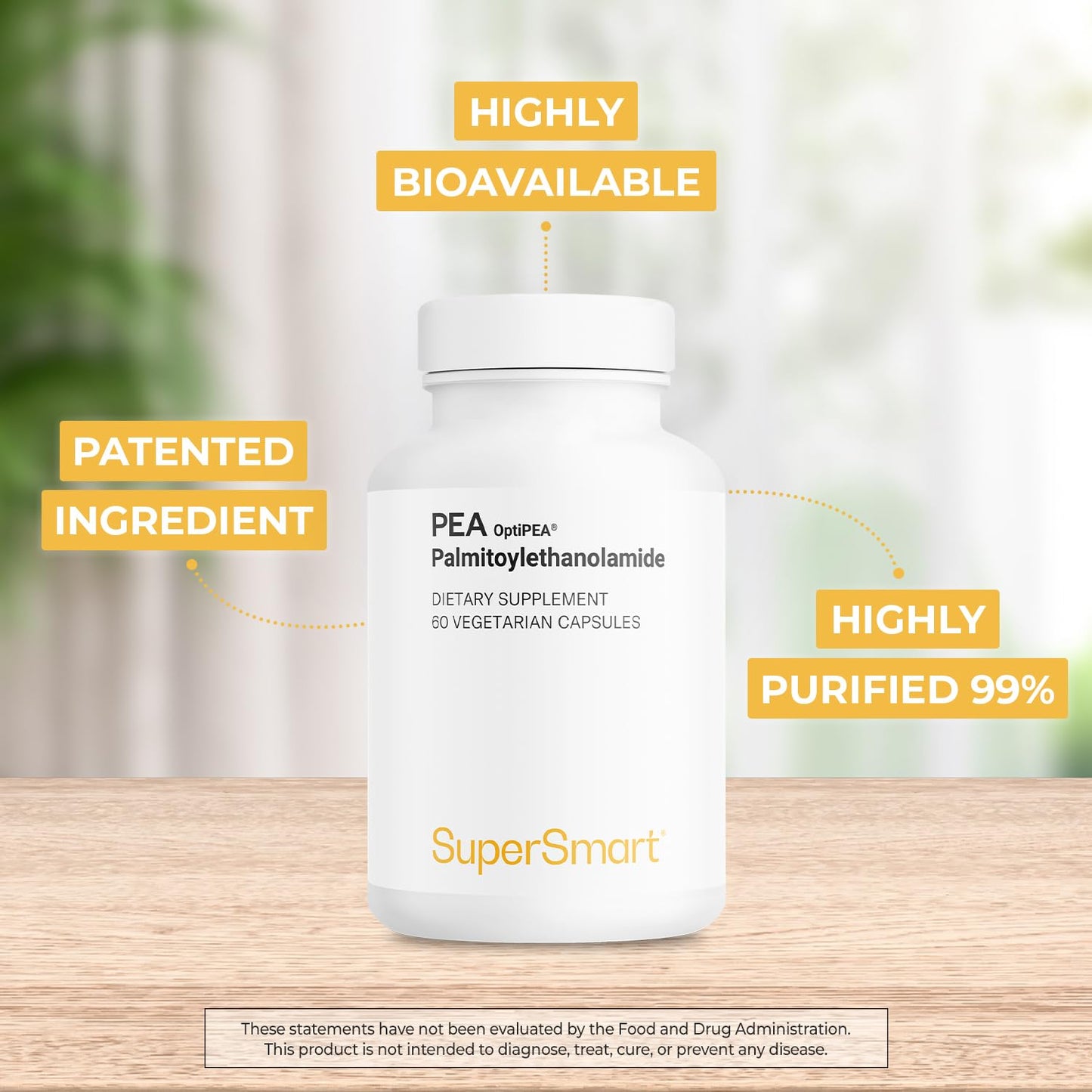Supersmart 99% Pea Supplement PalmitoylEthanolAmide Capsules, 60 Count