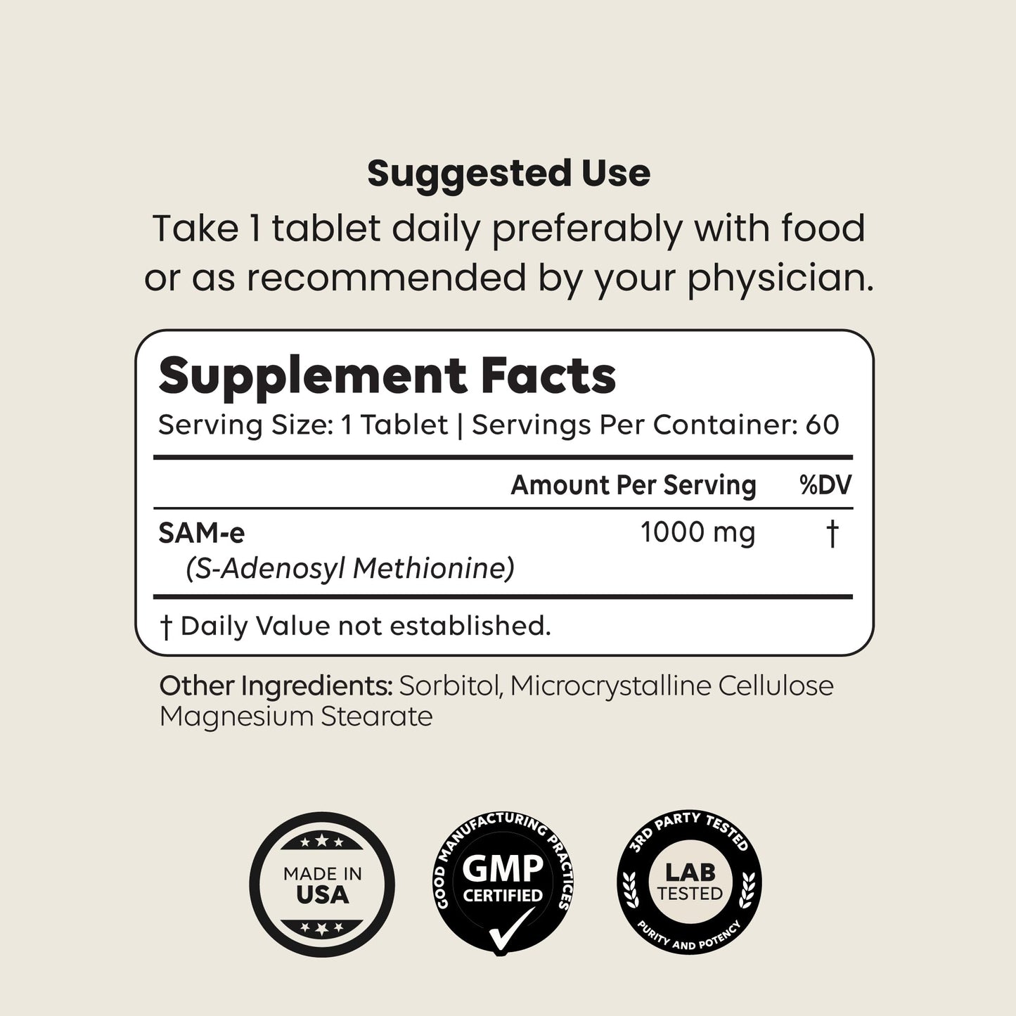 Newt SAM-e 1000mg Tablets 60 Count