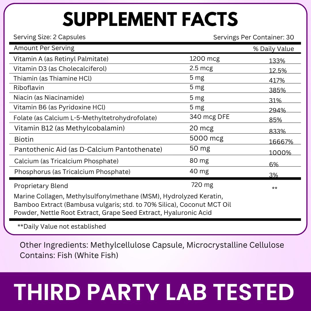 VITBOOST Biotin with Hyaluronic Acid, Collagen and Keratin Capsules, 60 Count