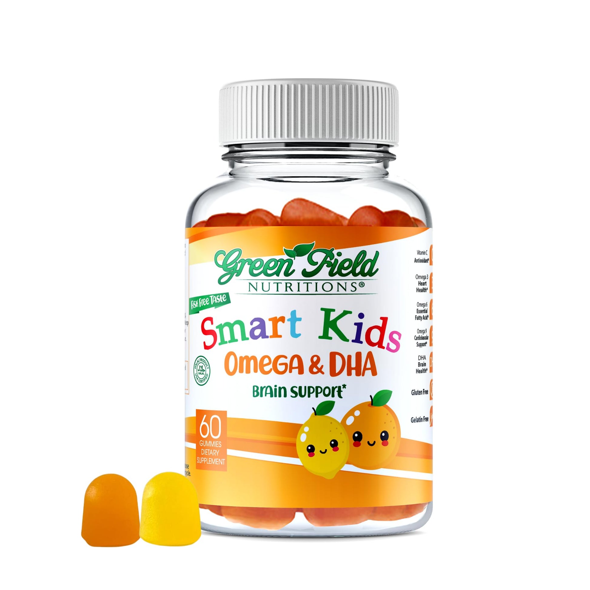 Green Field Nutritions Smart Kids Halal Omega-3 with DHA 60 Gummies