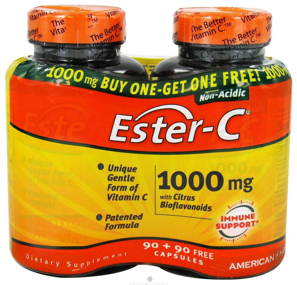 American Health Ester-C 1000mg with Citrus Bioflavonoids Capsules 180 Count