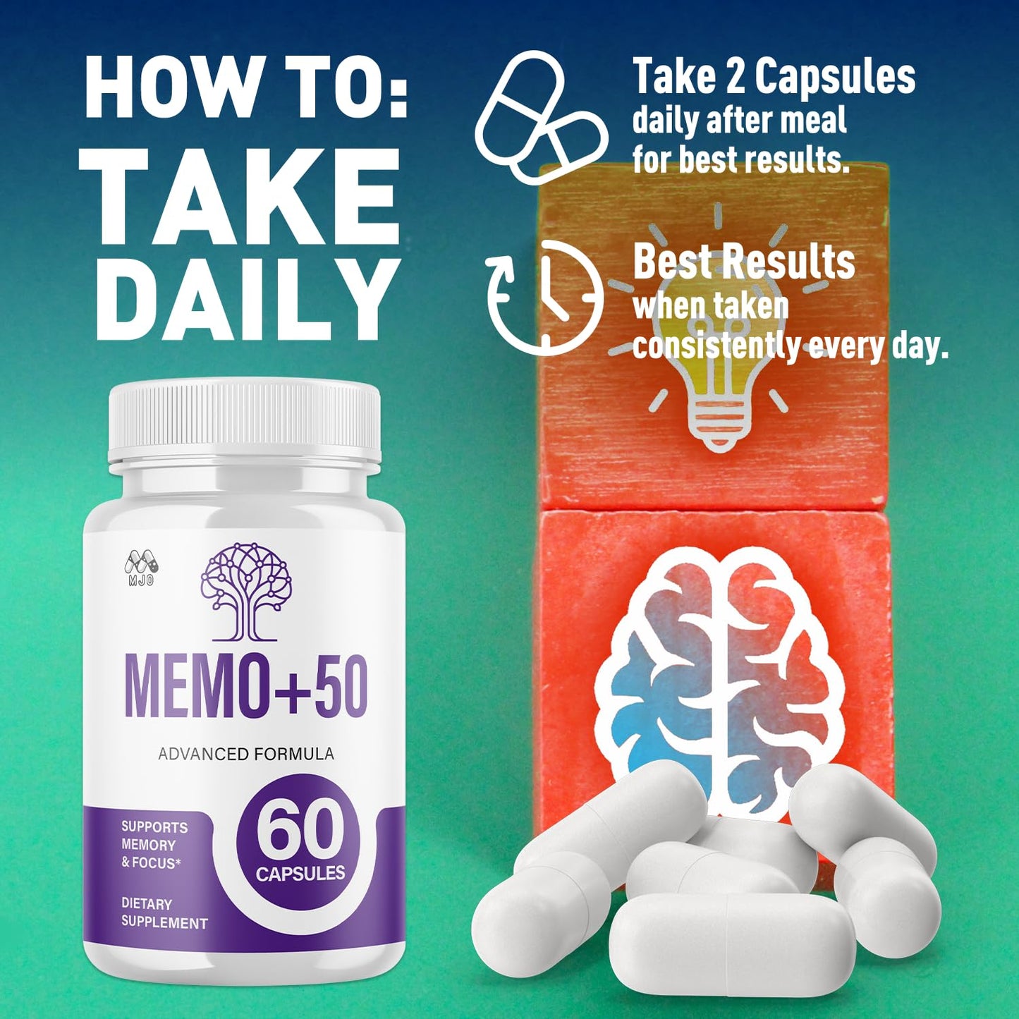MJO Memo+50 Capsules 120 Count