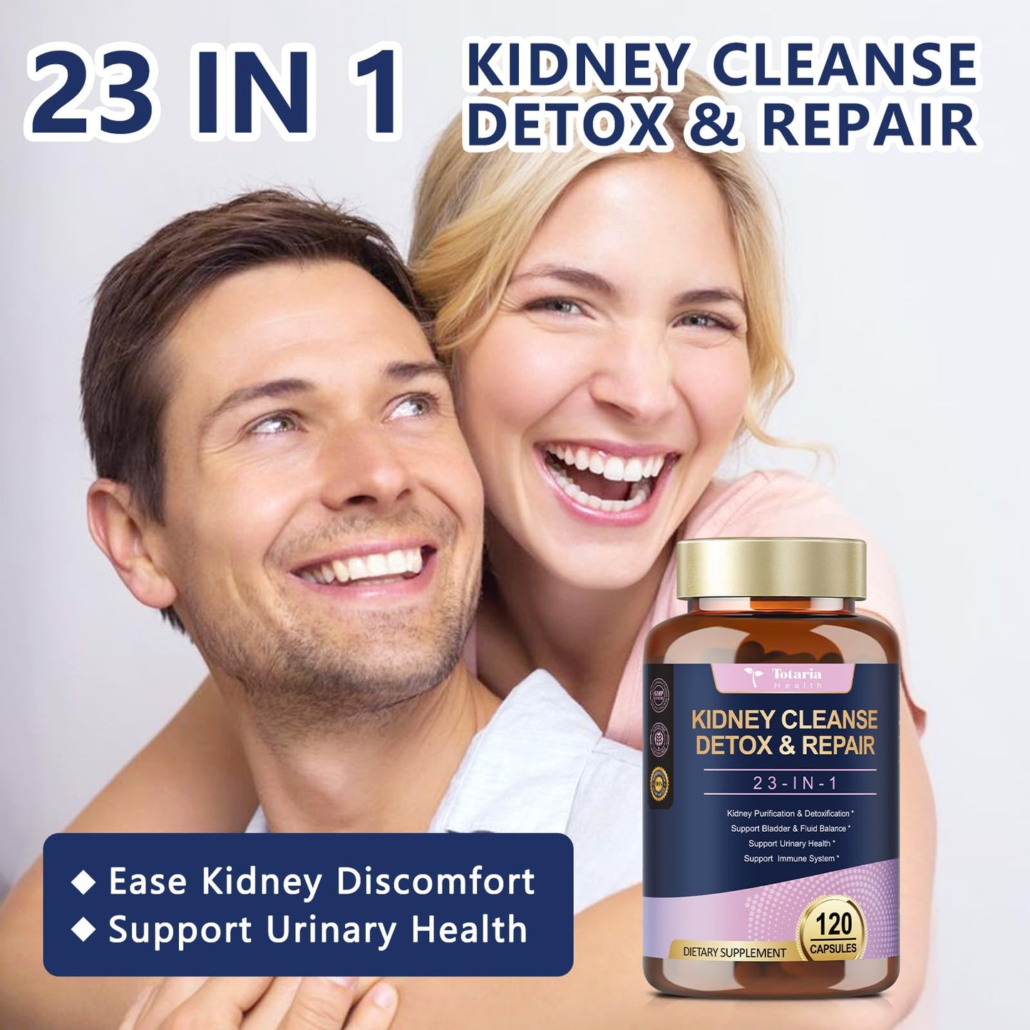 Totaria Kidney Cleanse Detox & Repair, Advanced Kidney Support Supplement - Cranberry & Chanca Piedra Capsules, 120 Count