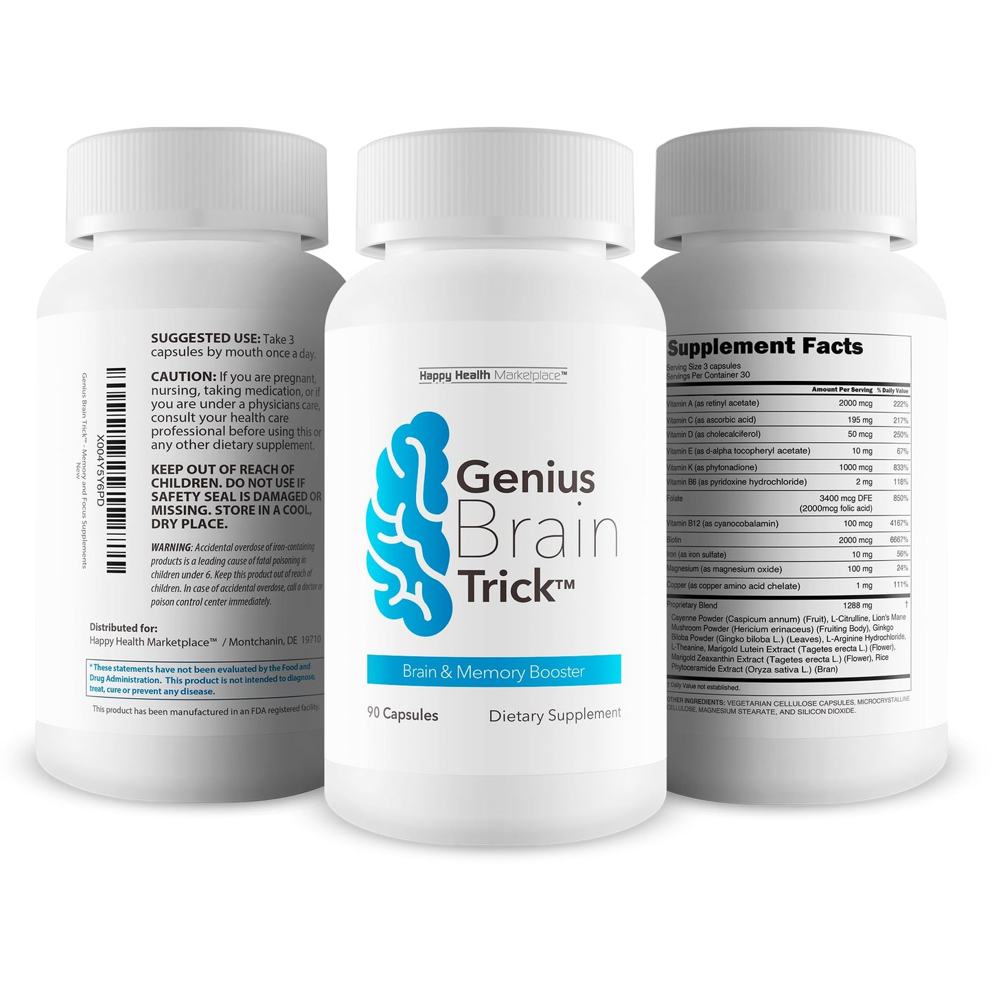 Happy Health Marketplace Genius Brain Trick 90 Capsules
