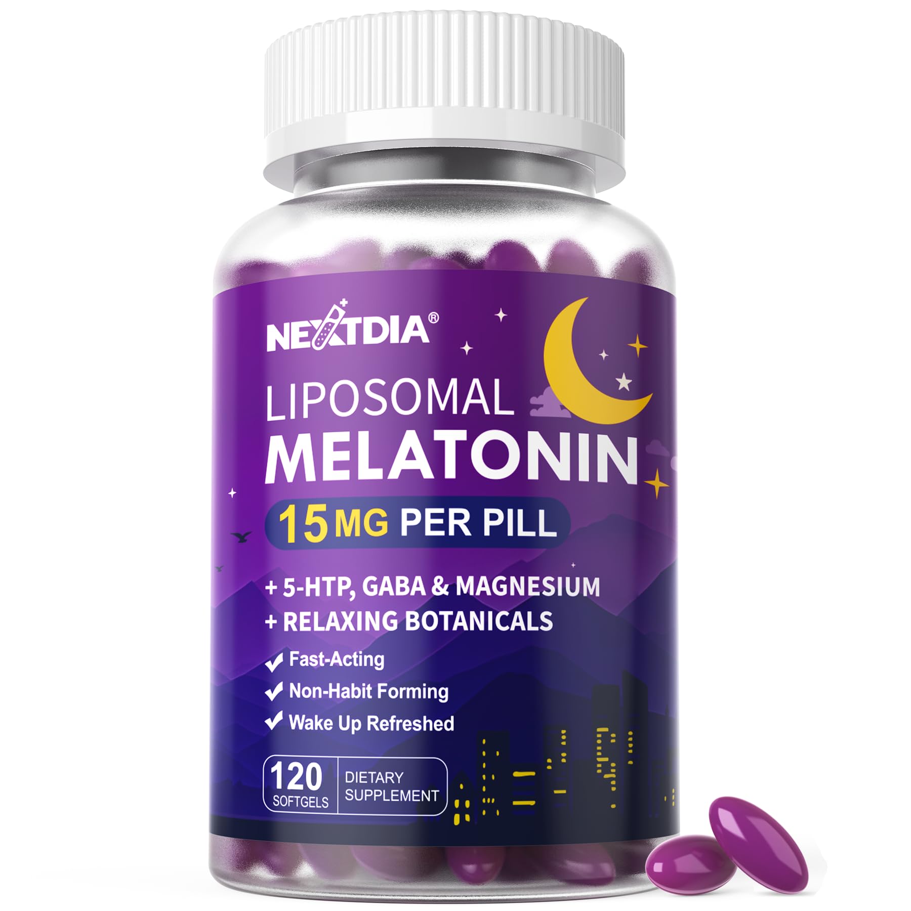 Nextdia Liposomal Time Release Melatonin + Magnesium Sleep Supplement Softgels 120