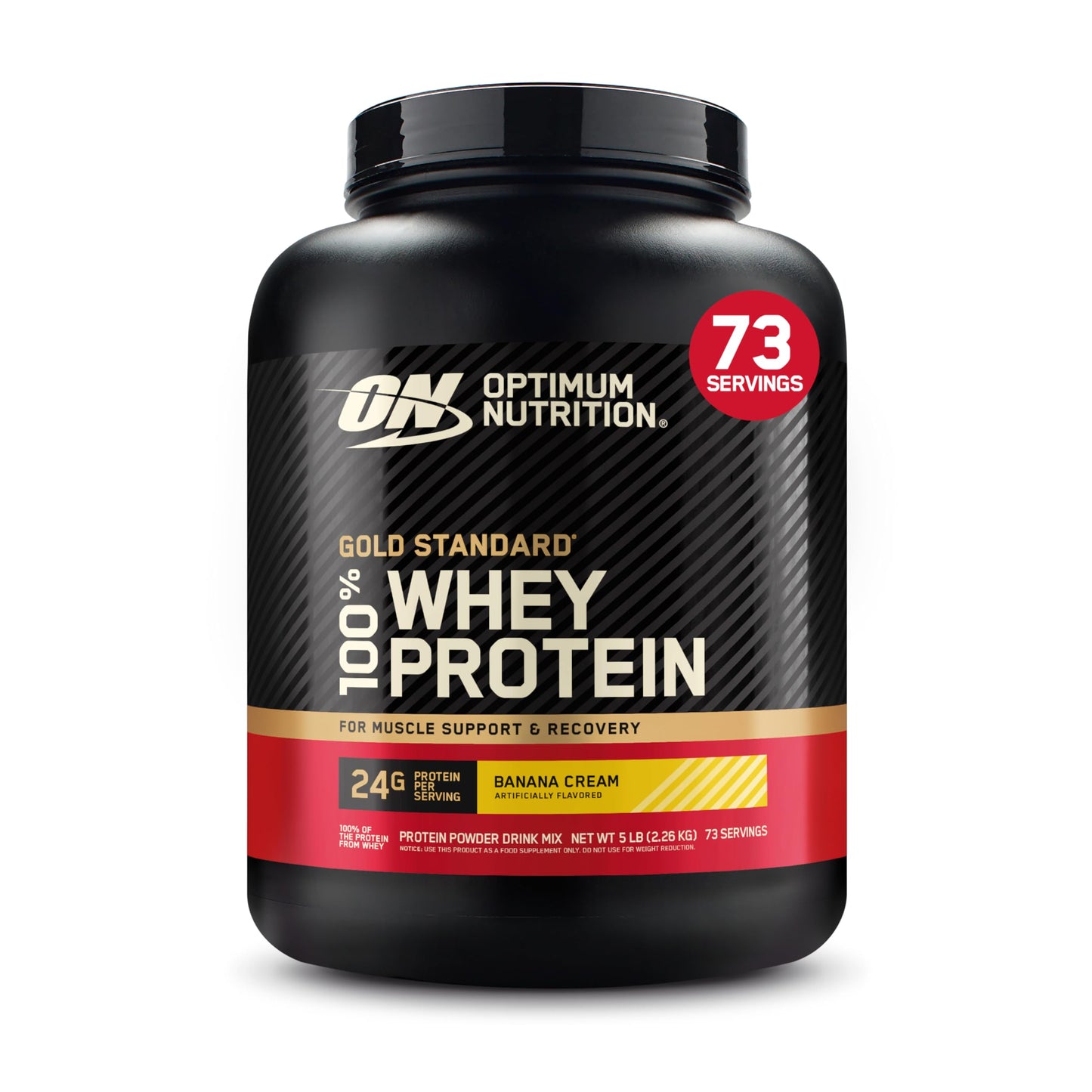 Optimum Nutrition Gold Standard 100% Whey Protein Powder Banana Cream, 5 Pound, 80 Servings