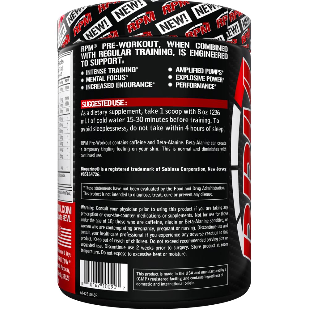 Evlution RPM Pre Workout Powder Tropical Punch 12.4 Ounce