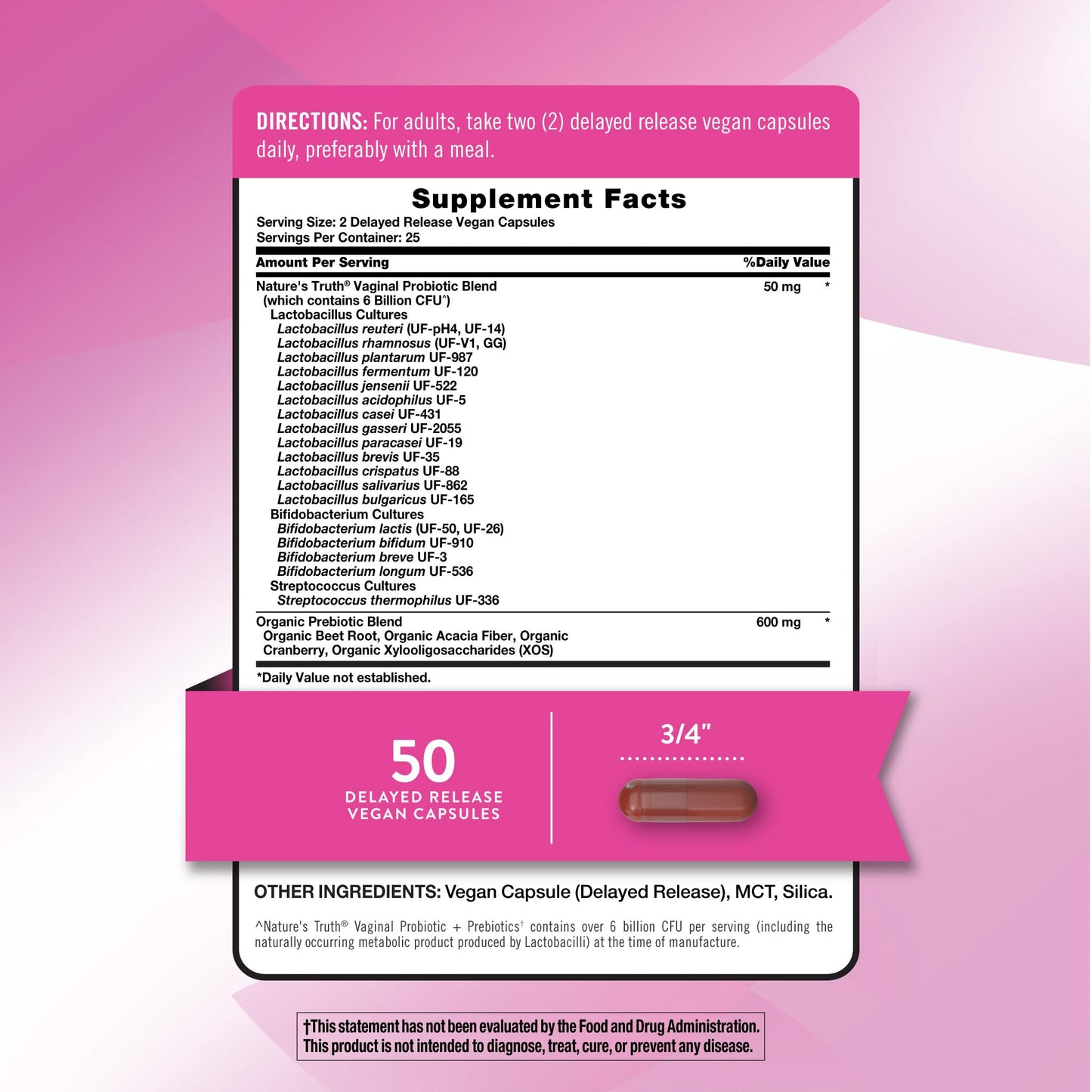 Nature's Truth Women's Probiotic Capsules, 50 Count