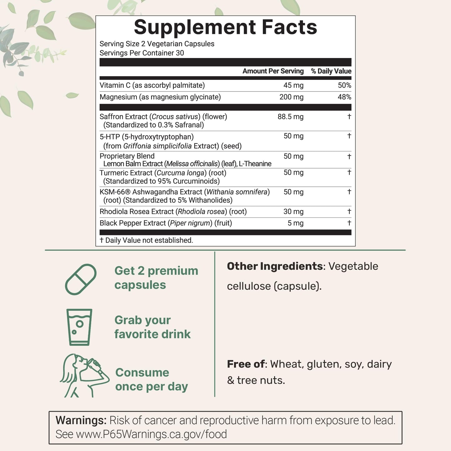 Micro Ingredients Saffron+ Advanced Supplements Capsule 60 Count