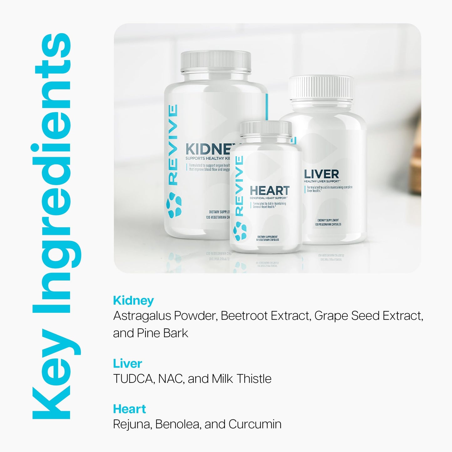 Revive MD Supplement Bundle for Heart, Kidney & Liver Health, 345 Capsules