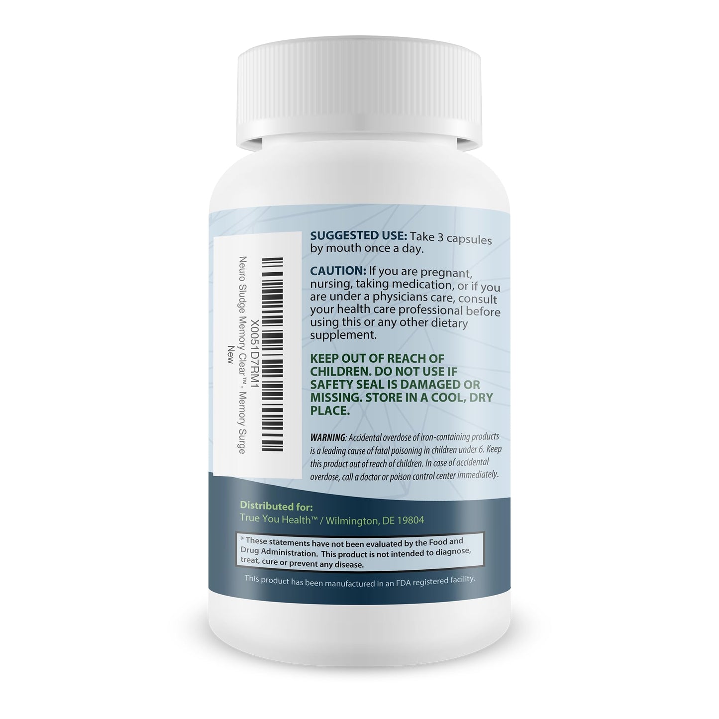 True You Health Neuro Sludge Memory Clear Capsules, 90 Count
