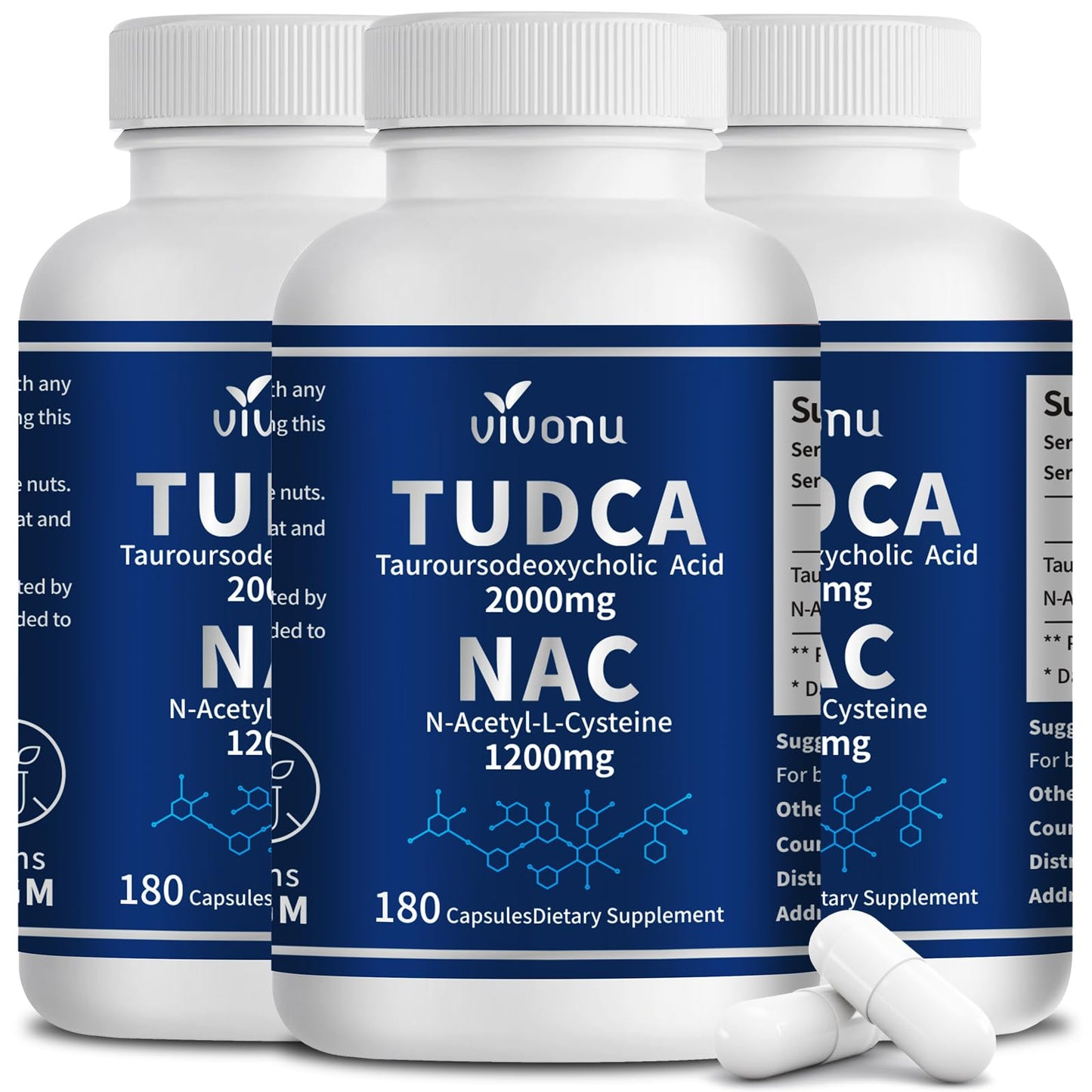 VivoNu TUDCA 2000mg + NAC 1200mg Supplement Complex Capsules, 540 Count