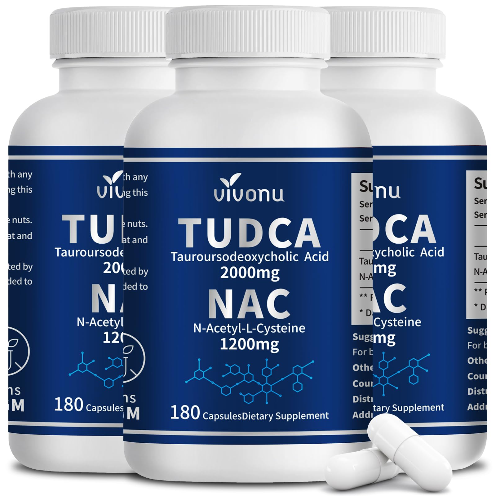 VivoNu TUDCA 2000mg + NAC 1200mg Supplement Complex Capsules, 540 Count