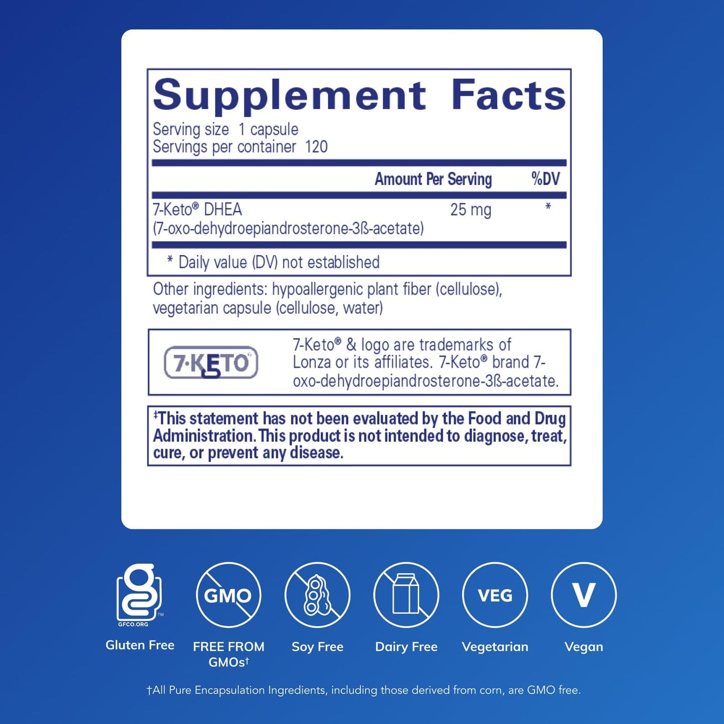 Pure Encapsulations 7-Keto DHEA 25 mg, 120 Capsules