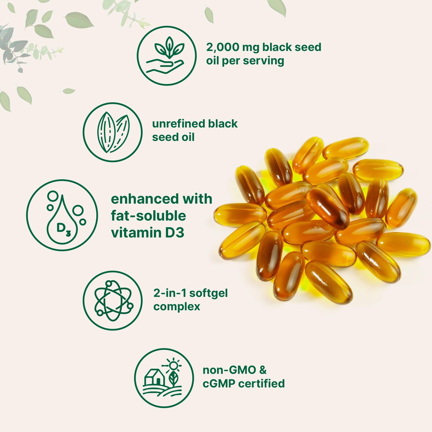 Micro Ingredients Black Seed Oil with Vitamin D3 1000 IU Softgels, 240 Count