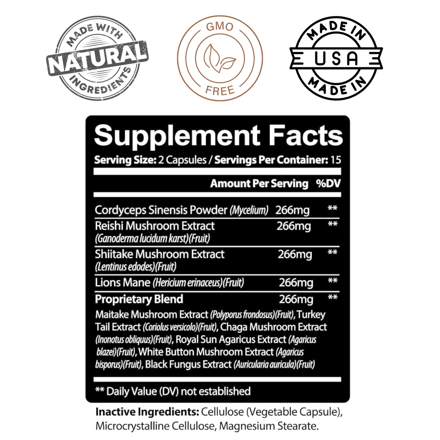Kaya Naturals Premium Mushroom Complex Capsules, 30 Count