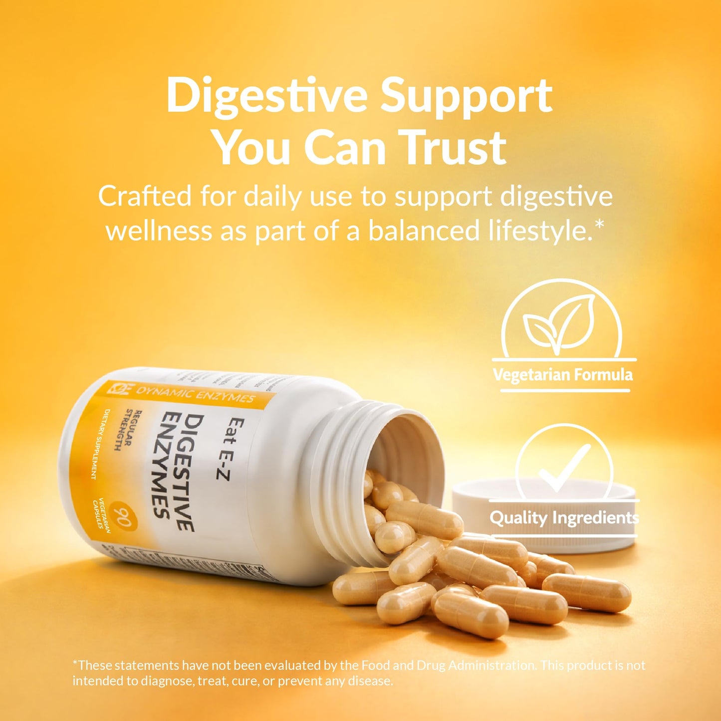 Dynamic Enzymes Eat E-Z Digestive Enzymes Broad-Spectrum Enzyme Blend Capsules 90