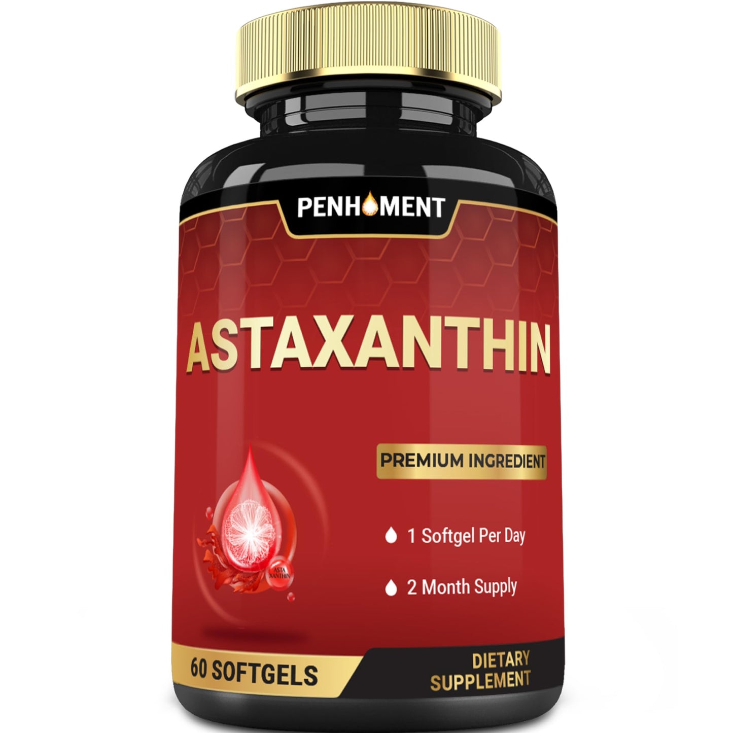 Penhoment Astaxanthin Supplements 12mg Softgel 60 Count