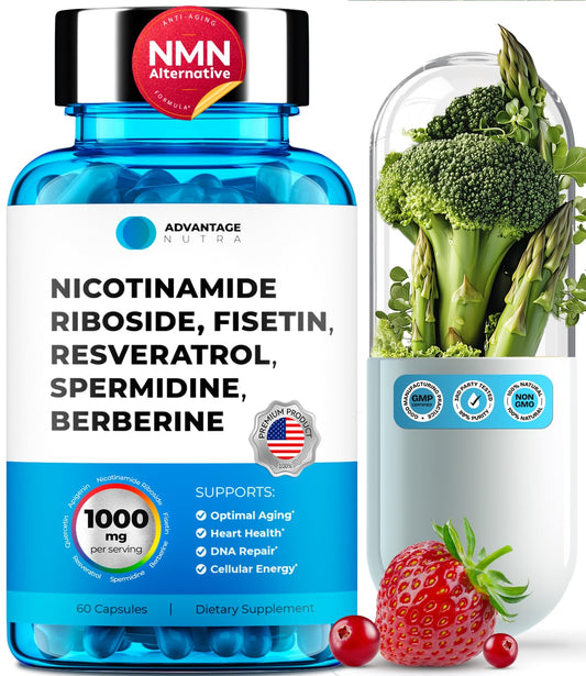 AdvantageNutra Liposomal Nicotinamide Riboside NR with Resveratrol NAD Capsule 60 Count