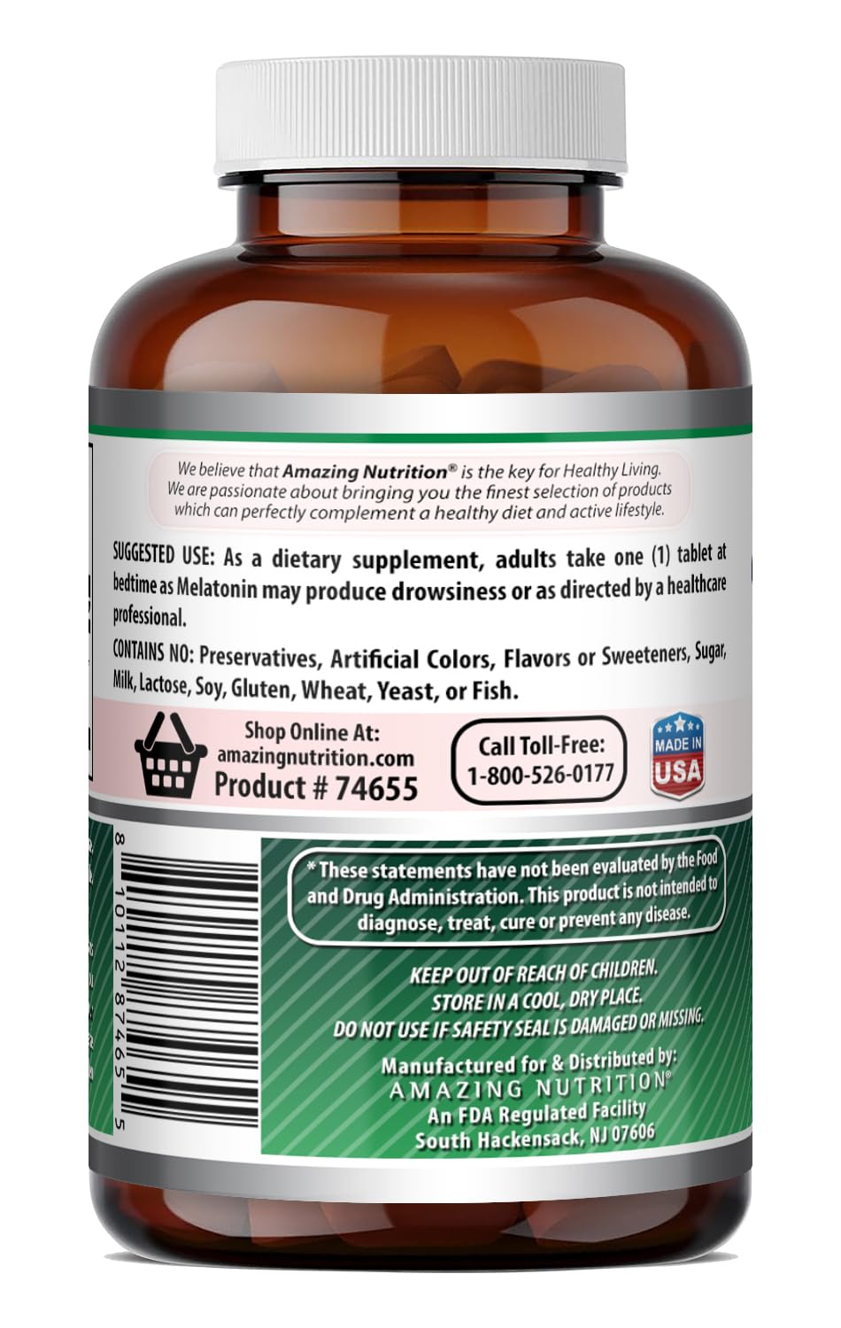 Amazing Nutrition Melatonin 5 Mg Tablets, 365 Count