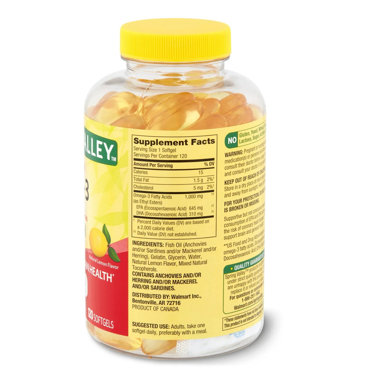 LUAL Omega-3 Fish Oil Heart & Brain Health Dietary Supplement Softgels, 120 Count