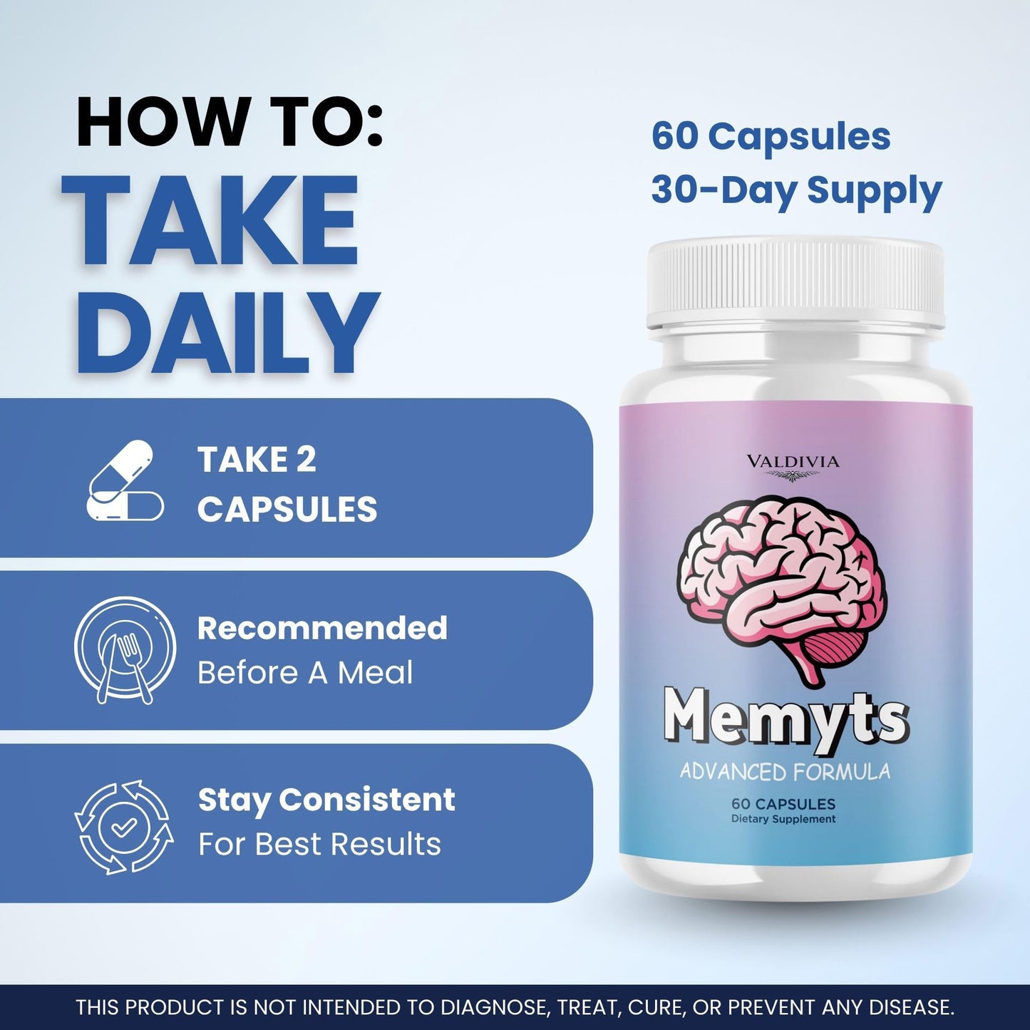 Valdivia Memyts Natural Daily Supplement with B Vitamins and Herbal Extracts Capsules, 60 Count