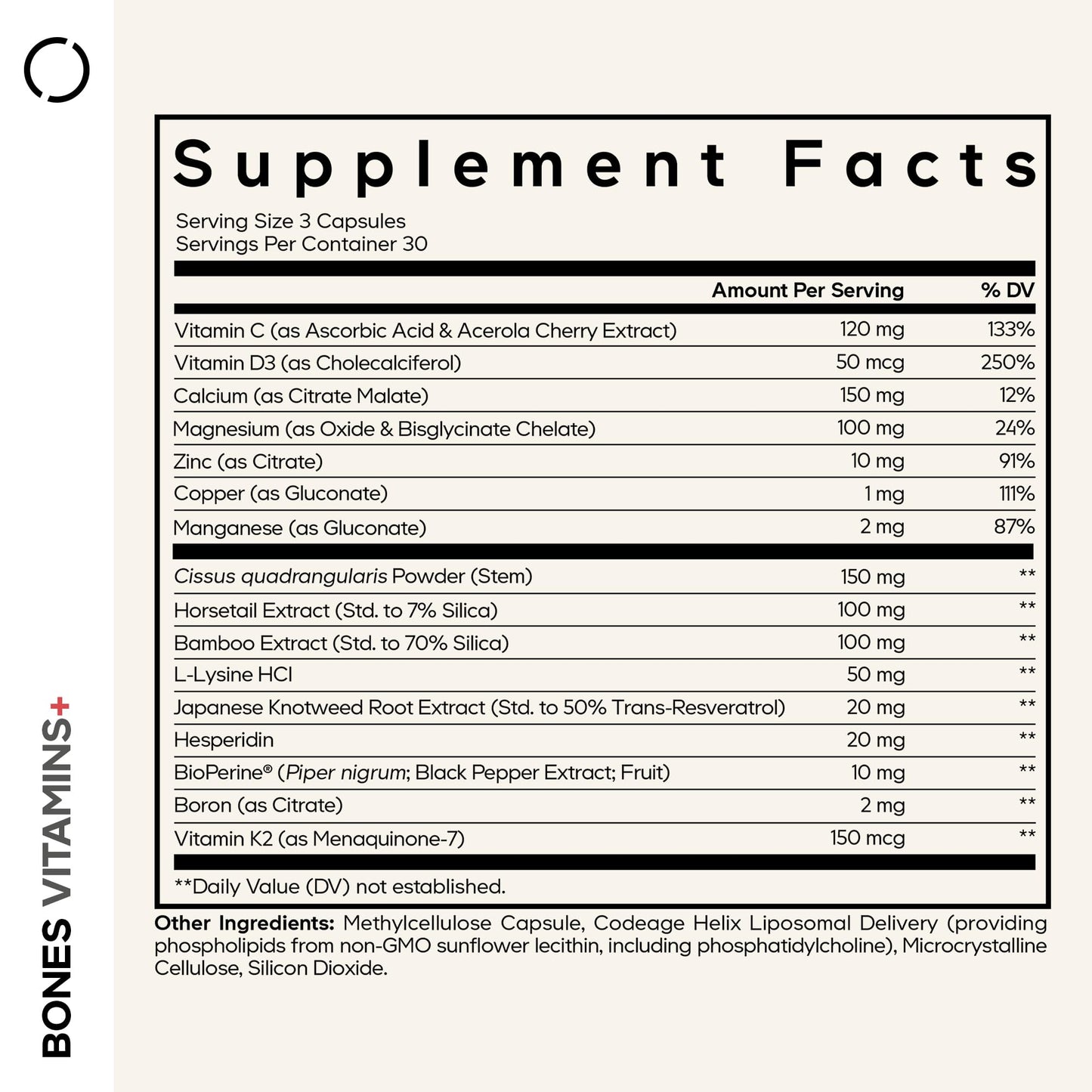 Codeage Bones Vitamins D3 K2 Calcium Magnesium Zinc Capsules 90 Capsules