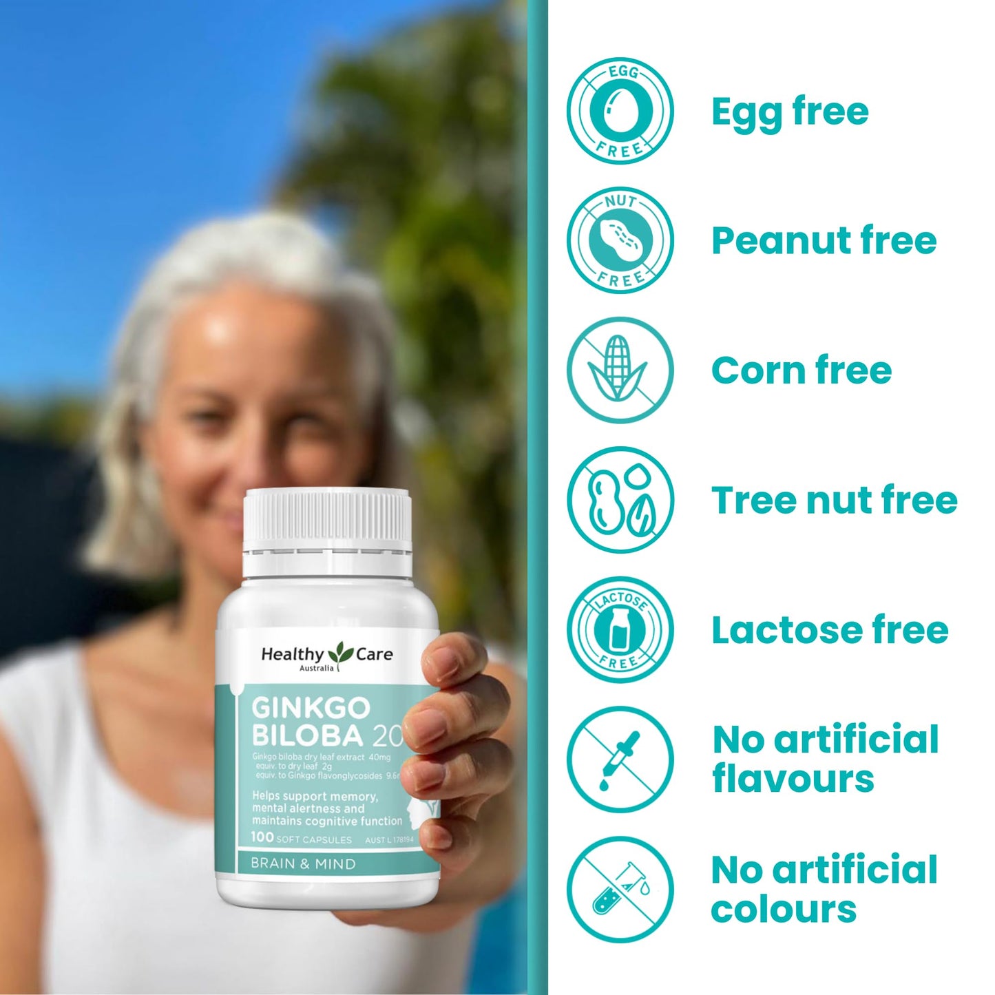 Healthy Care Ginkgo Biloba 2000mg Capsules, 100 Count