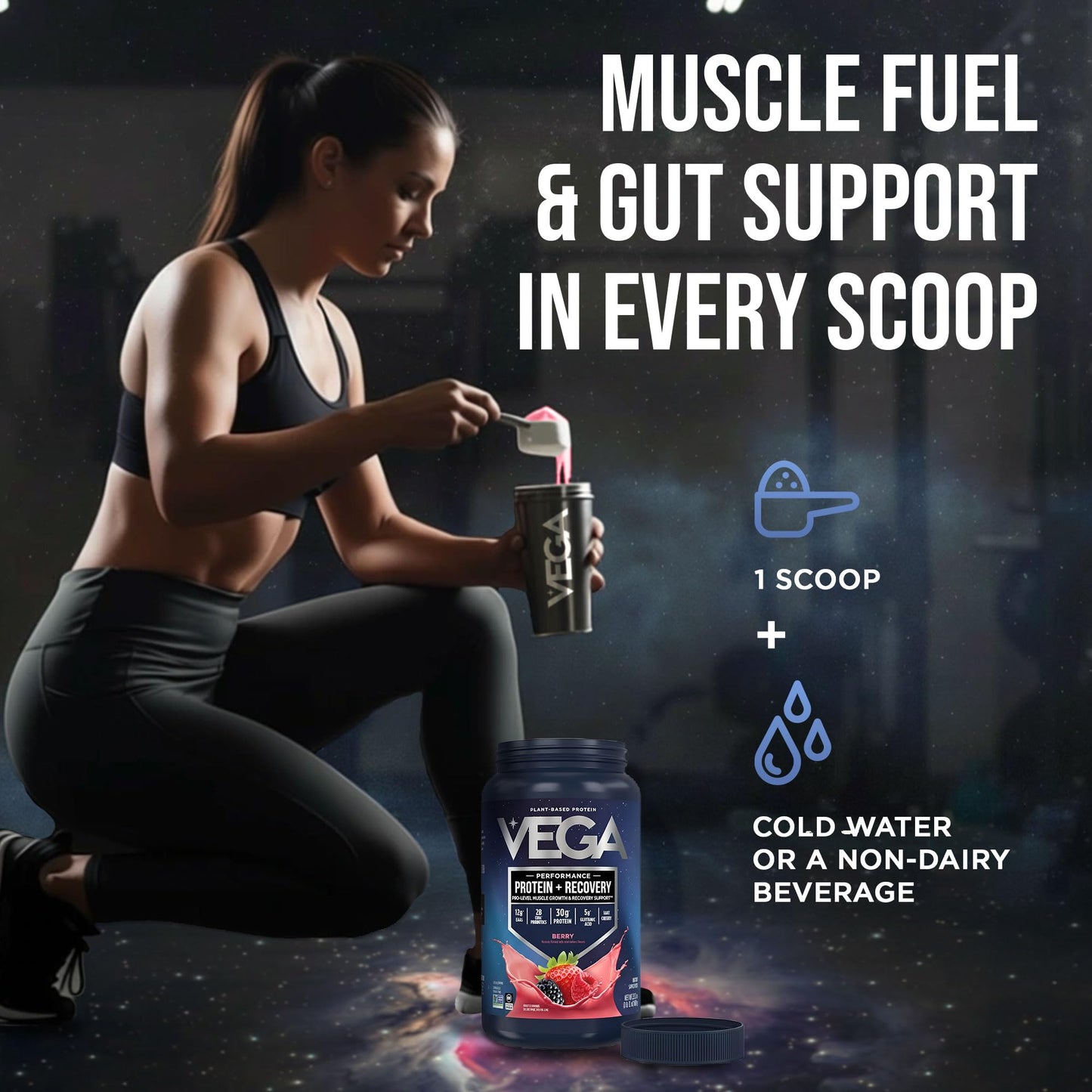 Vega Protein + Recovery Powder, Berry, 28.8 oz