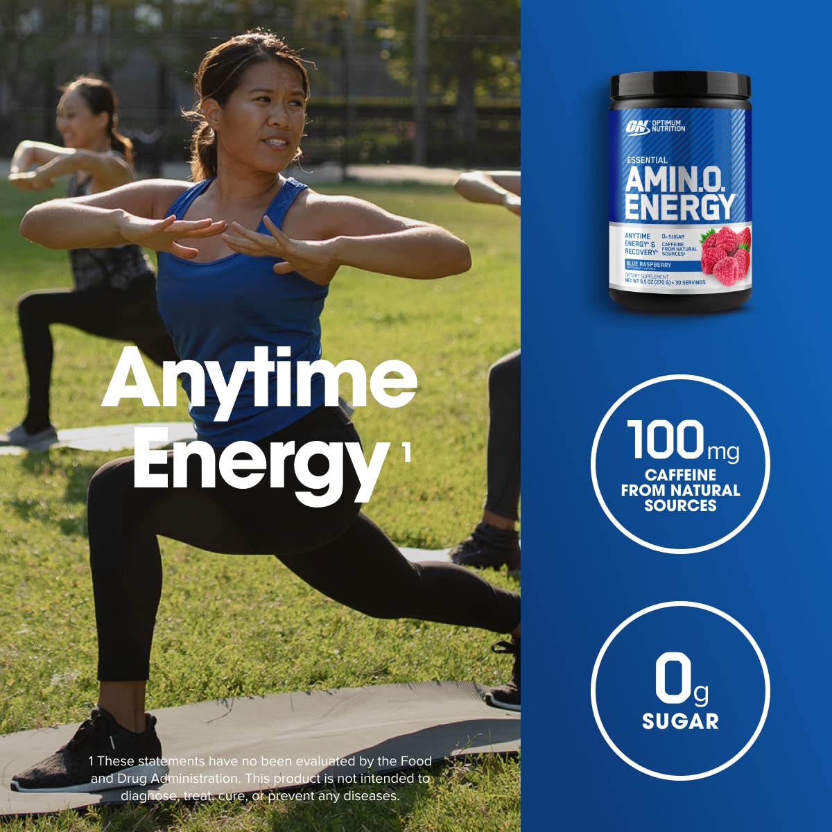 Optimum Nutrition Amino Energy Powder Blue Raspberry 9.5 oz