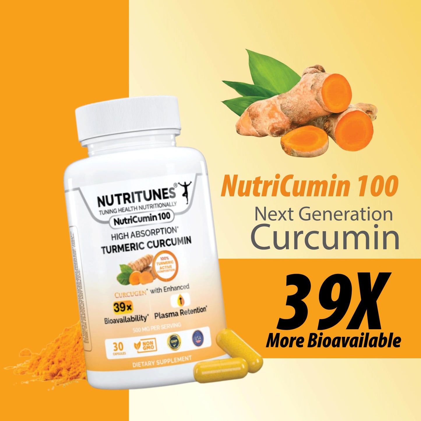 Nutritunes Turmeric Curcumin Capsule 30 Count