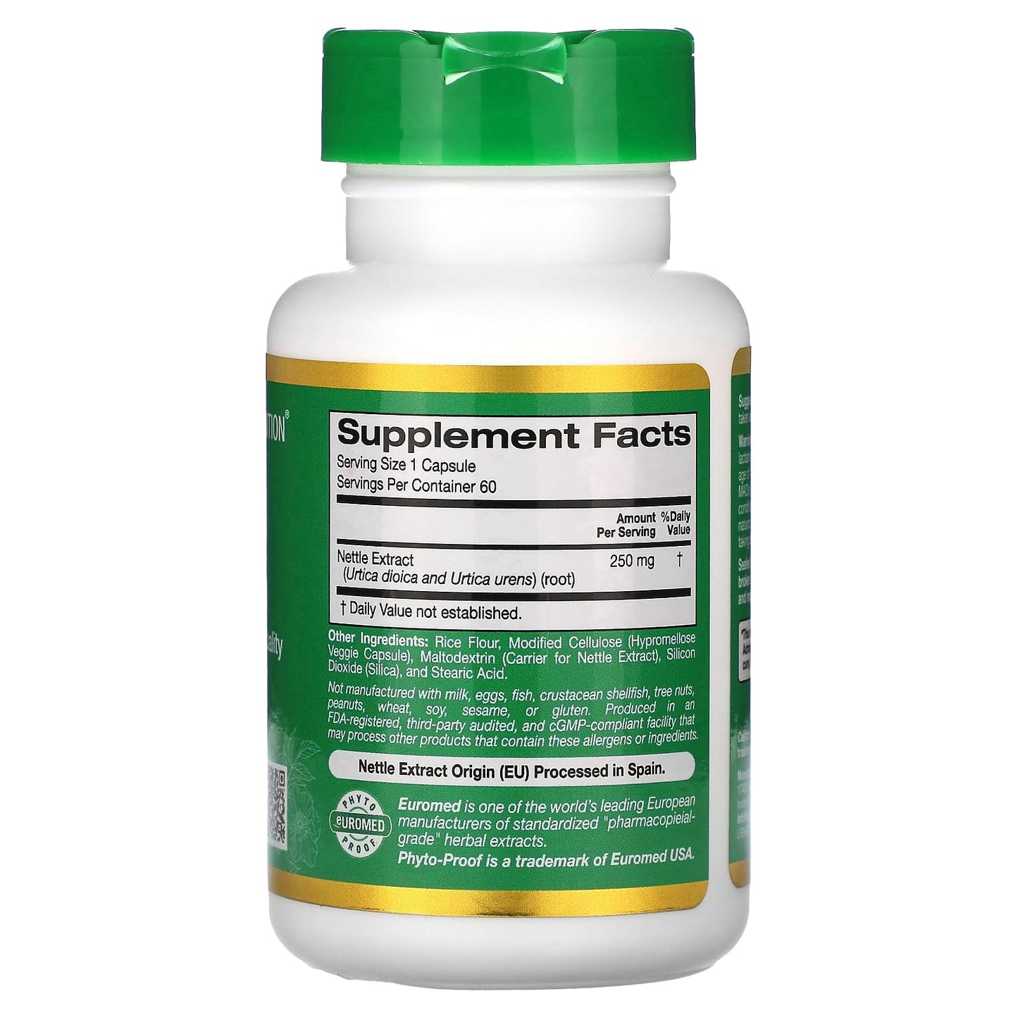 California Gold Nutrition Nettle Root Extract 250 mg Capsules, 60 Count