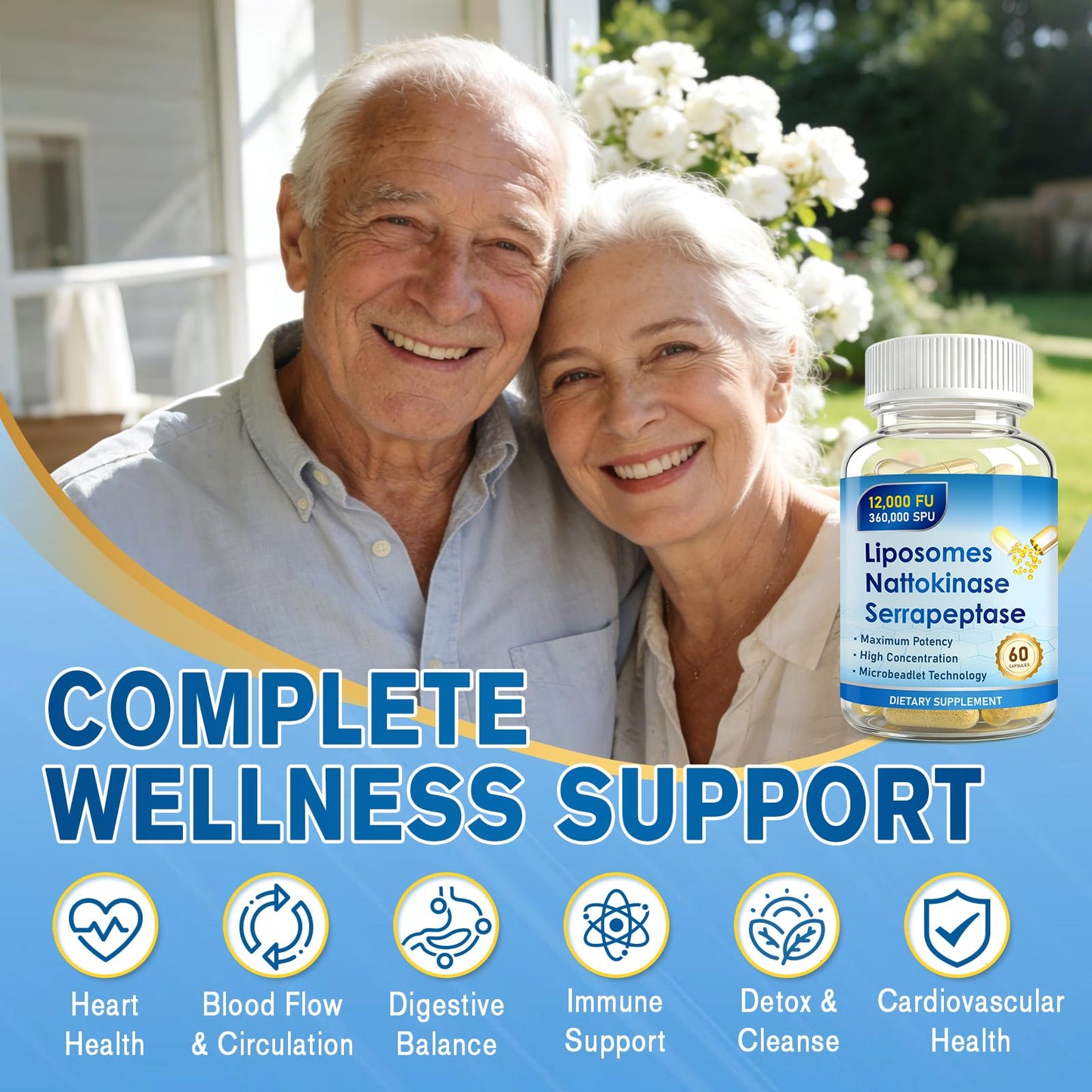 Clijyyem Nattokinase 12,000 FU and Serrapeptase 360,000 SPU Supplement, 60 Capsules