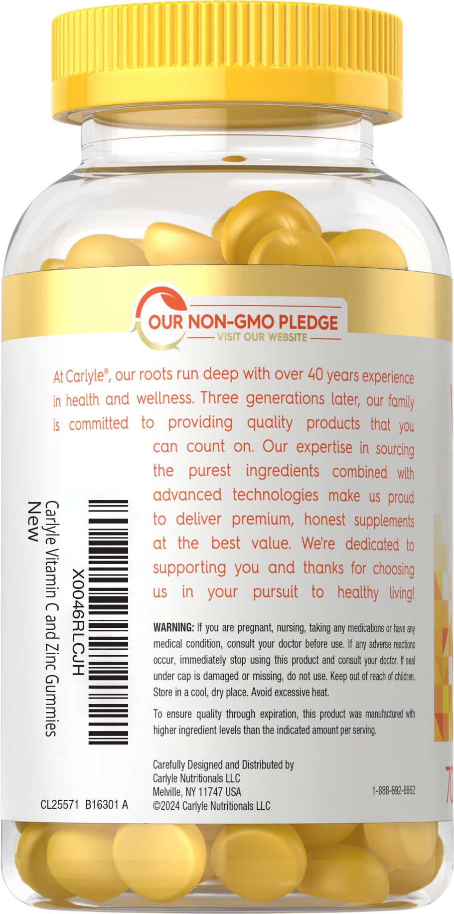 Carlyle Vitamin C and Zinc Gummies, 70 Count