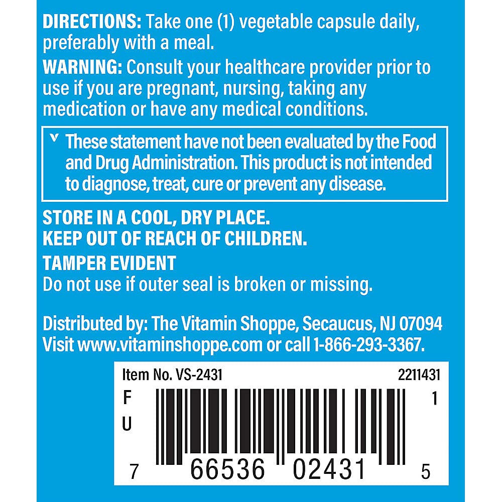 The Vitamin Shoppe Zinc 50 mg with Copper Supplement, Vegetarian Capsules, 1 Count