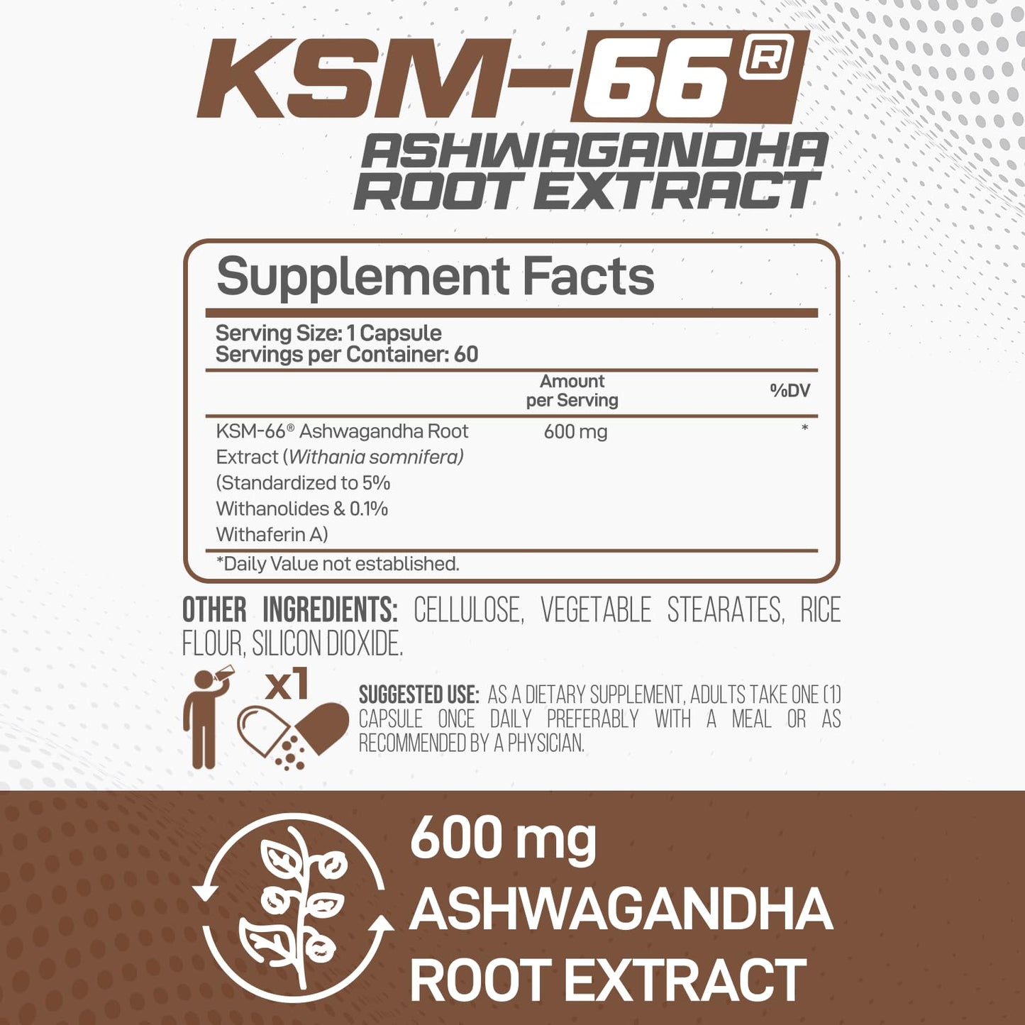 Forzagen KSM-66 Ashwagandha Root Extract Capsules 600mg, 60 Count
