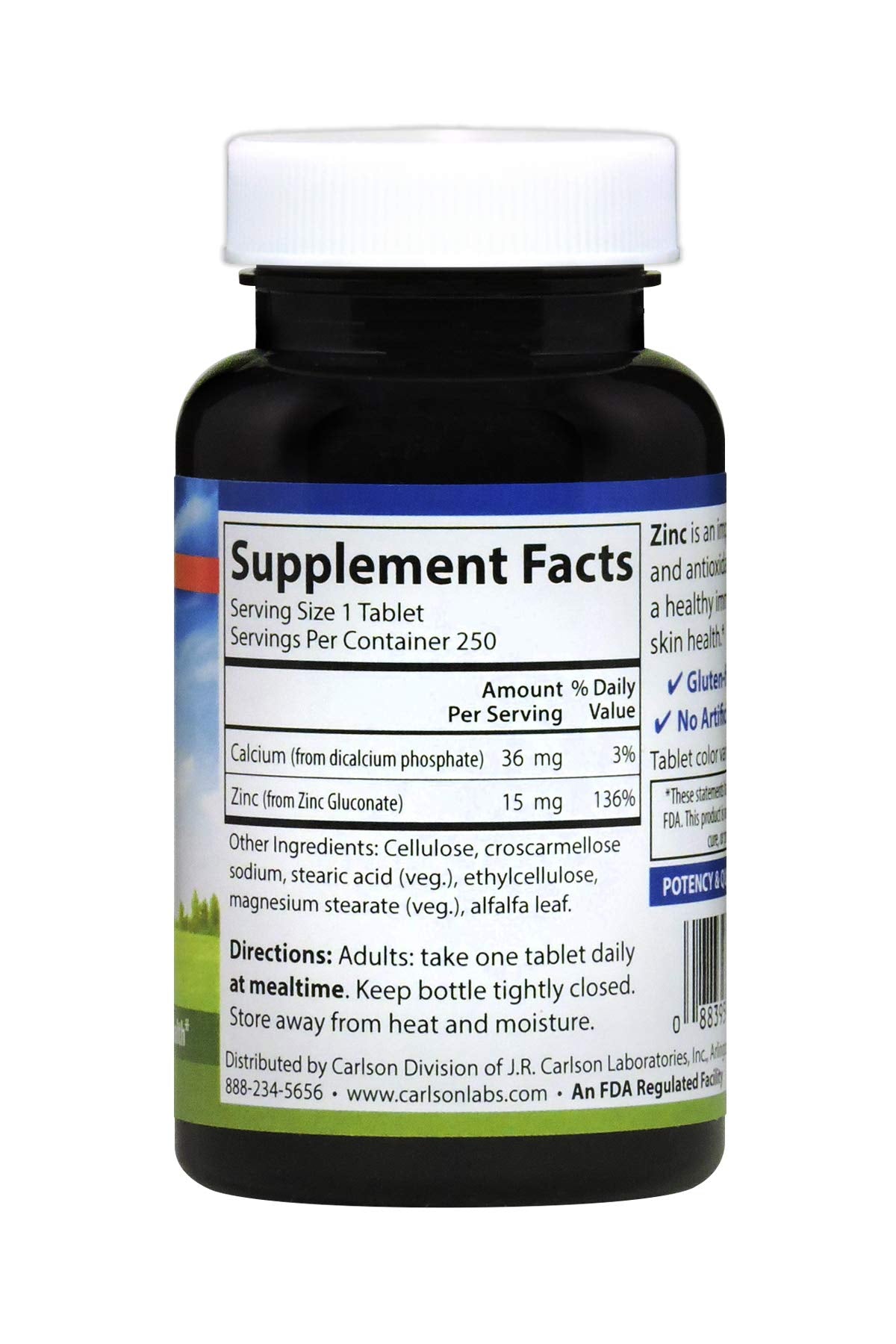 Carlson Zinc Tablet 250 Tablets