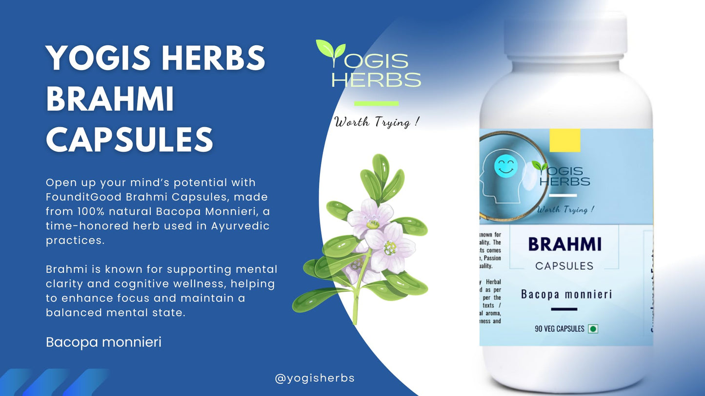 YOGIS HERBS Brahmi (Bacopa Monnieri) 90 Capsules