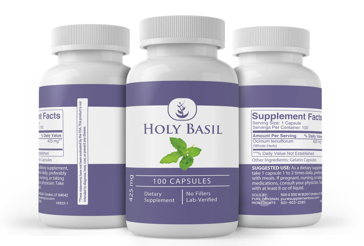 Pure Original Ingredients Holy Basil 100 Capsules