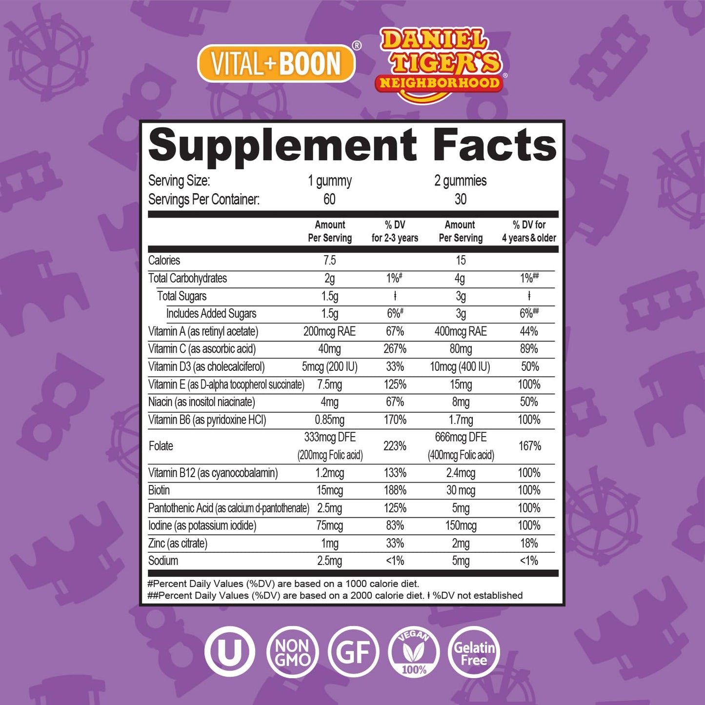 Vital+Boon Daniel Tiger Kids Multivitamin Gummies, 60 Gummies