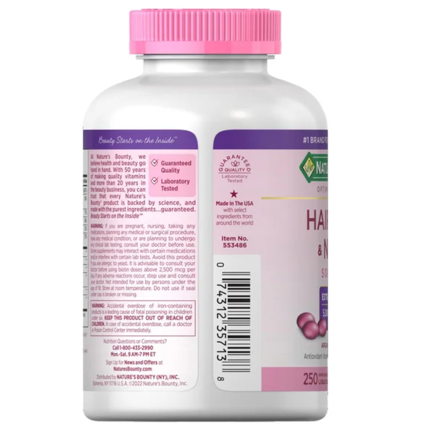 Nature's Bounty Biotin 5000 mcg Hair Skin and Nails Tablets, 250 Count