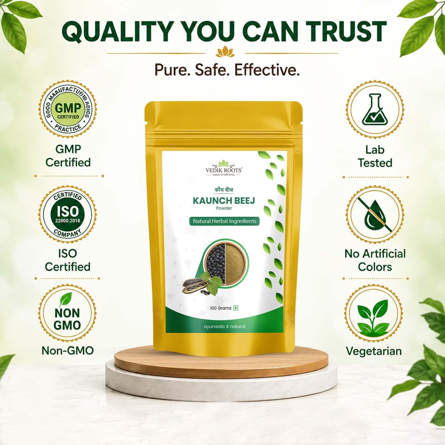 VEDIKROOTS Kaunch Beej Powder 100 g