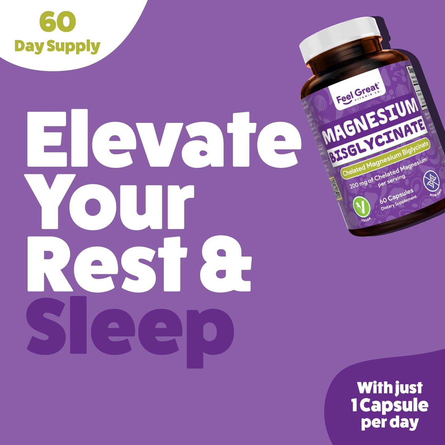 The Feel Great Vitamin Company Feel Great Magnesium Bisglycinate Capsules, 60 Count