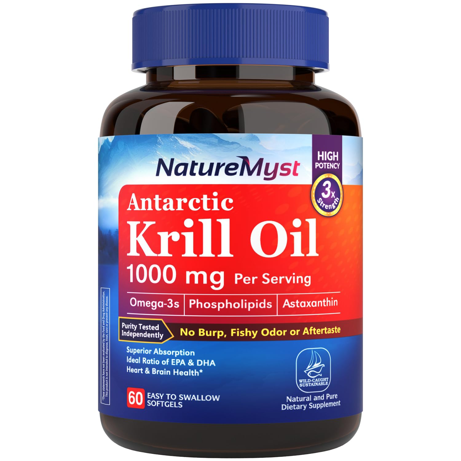 NatureMyst Krill Oil 1000mg Softgels 60 Count